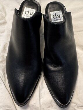 Dolce Vita Black Leather Mule – Pointed Toe Slip-On | Size 8.5 - MF0302